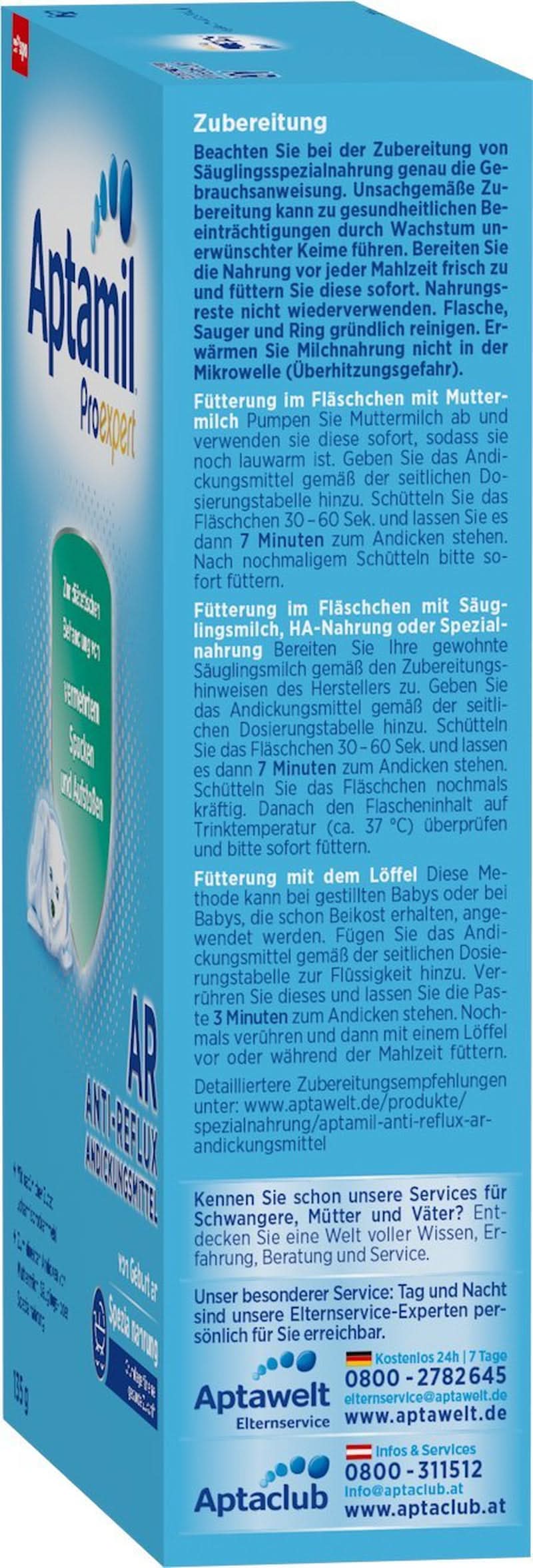 Aptamil AR thickening agent from birth, pack of 6 (6 x 135 g) Mother and Child Naty Shop