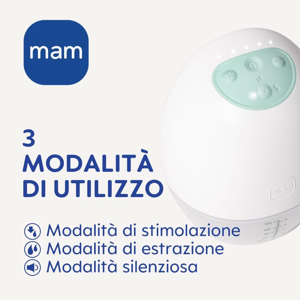 MAM Move Pompă de sân portabilă cu 3 moduri de funcționare și 5 niveluri de intensitate, carcasă din silicon Skinsoft, reglabilă la 4 dimensiuni Accesorii Hrana si Alaptare Bebe Naty Shop