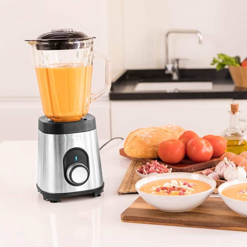 Cecotec Mixer Glas Power Schwarz Titan 1000 INOX. 1000 W, Edelstahlgehäuse, 6-Blatt-Blatt Mit Schwarzer Titanbeschichtung, 1.5-L-Glaskrug, 5 Geschwindigkeiten [Energieeffizienzklasse a +] Kitchen Naty Shop