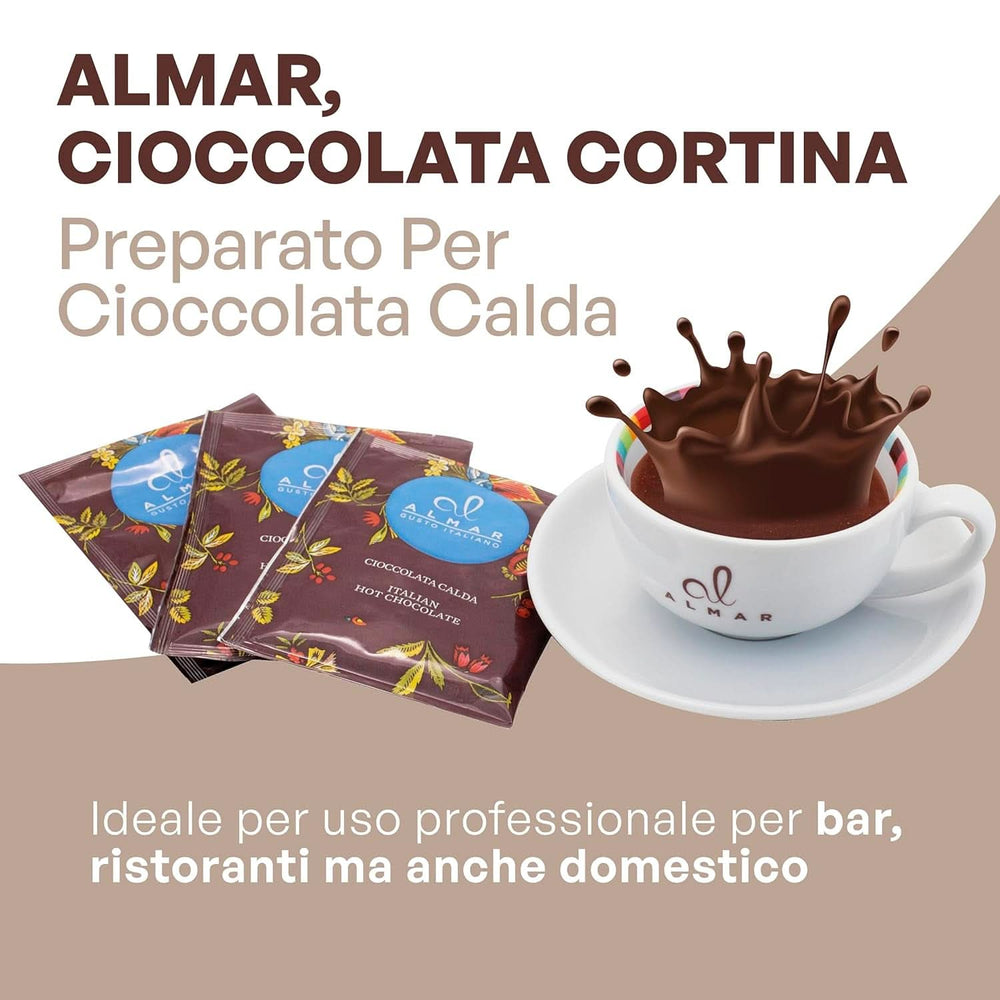 Italian hot chocolate Cortina CLASSIC flavor - (15 X 30 g) Single portion, envelope, 450 g Cacao and Hot Chocolate Naty Shop