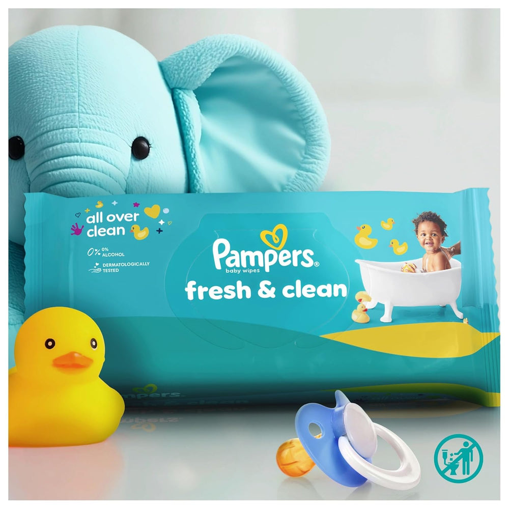 Pampers Fresh Clean Wet Wipes, 15 Packs of 80 Wipes, 1200 Wipes Total, Light Scent, Also Suitable for Hands and Face