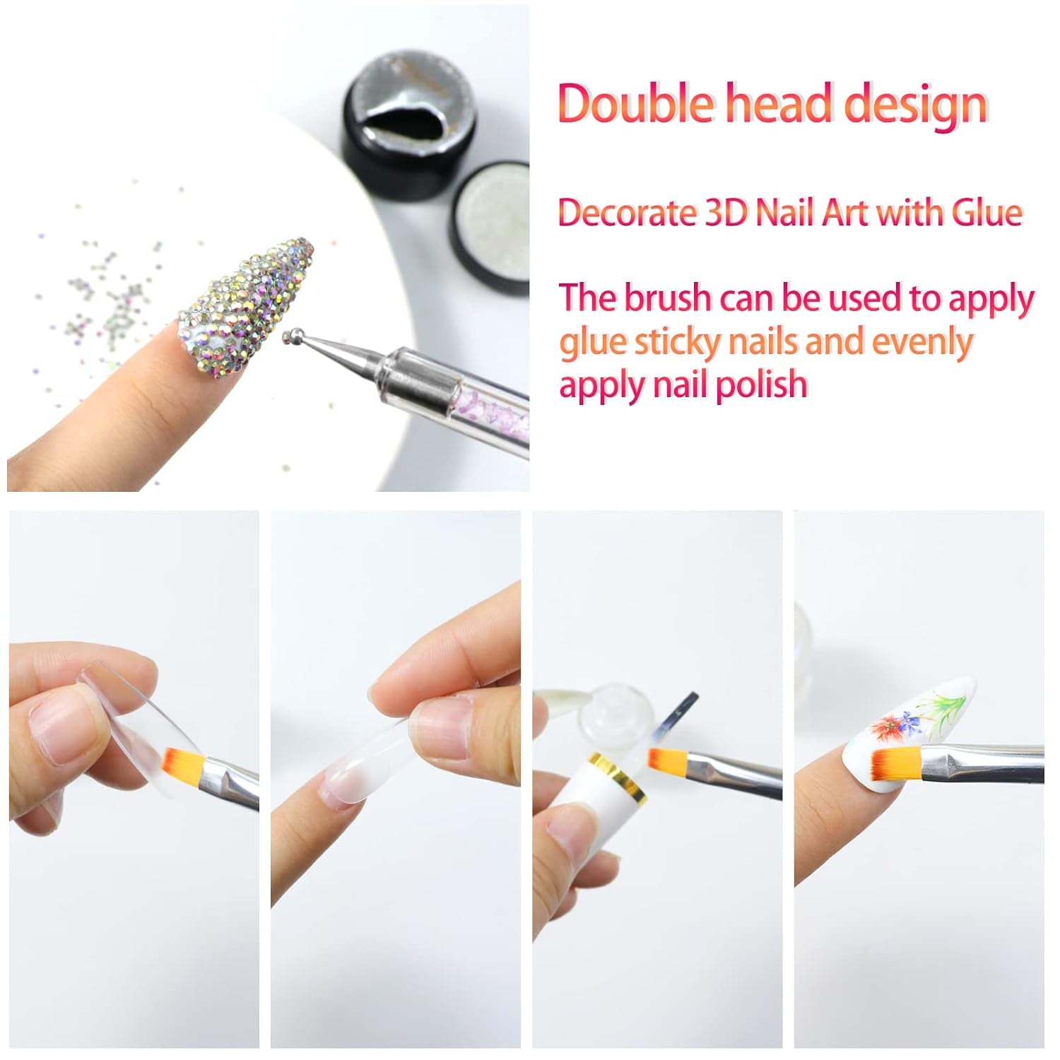 Sularpek 5 Stück Nagel Pinsel, Nageldesign Pinsel, Dotting Tool, Nail Art Liner Pinsel, Nagelverlängerung Gelpinsel, Nagelbürste Für Punktierungen, Zeichnen, Für DIY Nail Art Design