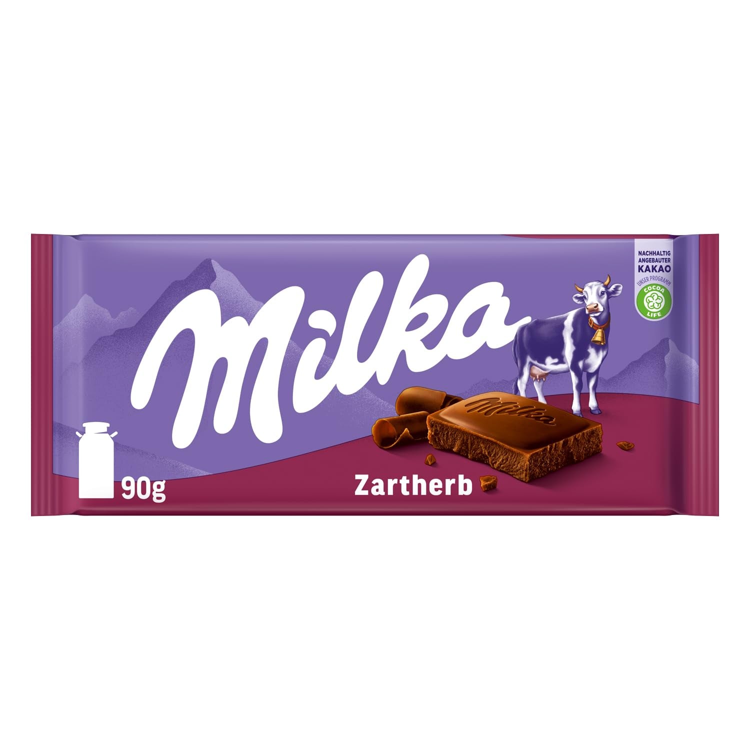 Milka Zartherb - alpine dark milk chocolate with a delicate hint of cocoa in a multipack - 25 x 90g