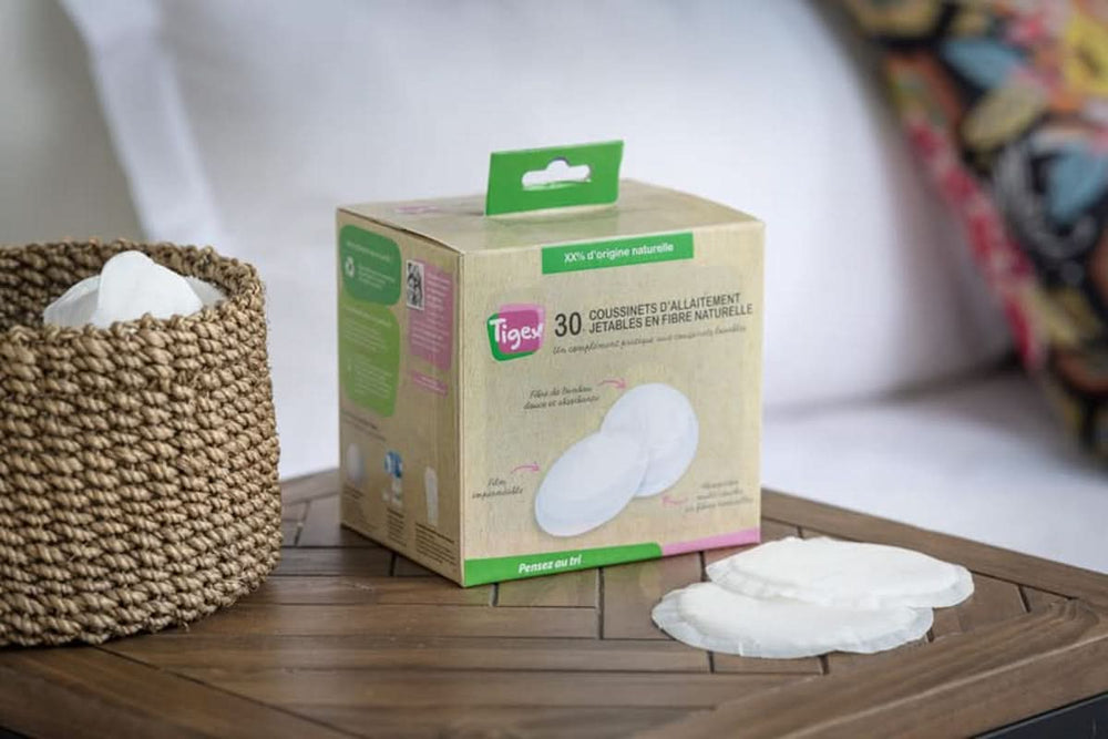 Tampoane de alăptare de unică folosință | 94% materii prime de origine naturală | Cu pungă din bumbac organic | 28 tampoane Accesorii Hrana si Alaptare Bebe Naty Shop