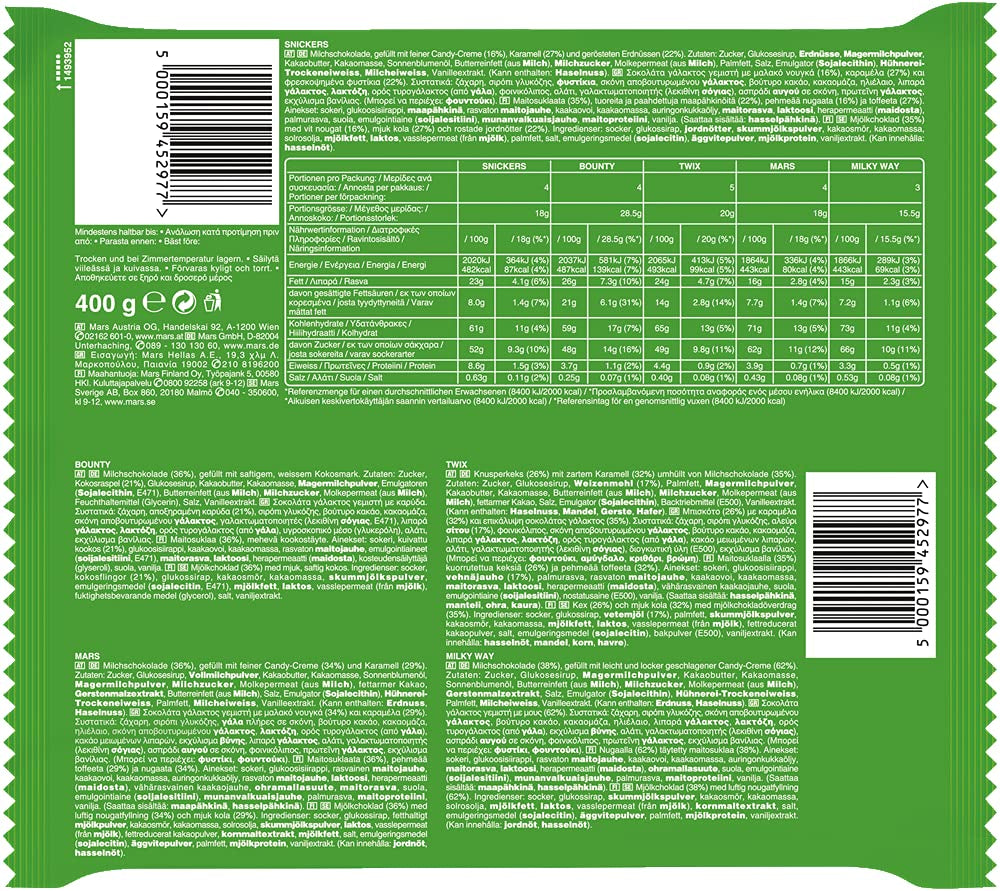 Mixed Minis, Snickers, Bounty, Twix, Milky Way, Chocolate Bulk Pack, One Pack (1 x 400g) (Pack of 5)