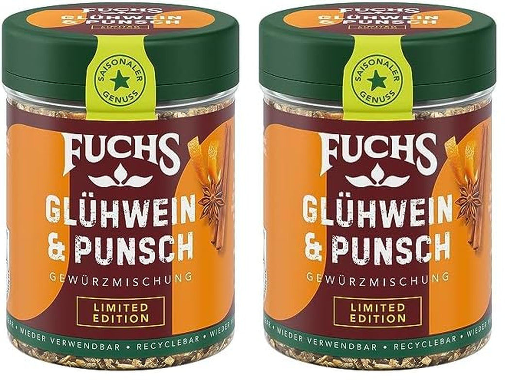 Fuchs Gewürze - Glühwein und Punsch Gewürz - weihnachtliche Gewürzmischung für Wein und Punsch - aus natürliche Ingredient - 40 g in wiederverwendbarer, recyclebarer Dose