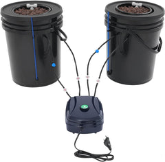 Complete DWC Hydroponic System Kit with 12W Air Pump, 2 Buckets (5 Gallon), Hydroponic Grow System, 2 Bags of Ceramsite, Pot Irrigation Kit