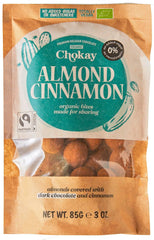 Set of 4 Organic Bites - Cinnamon Almonds/Cinnamon Almonds in Belgian Dark Chocolate/No Added Sugar, No Sweeteners/VEGAN & FAIR TRADE / 4 x 85g