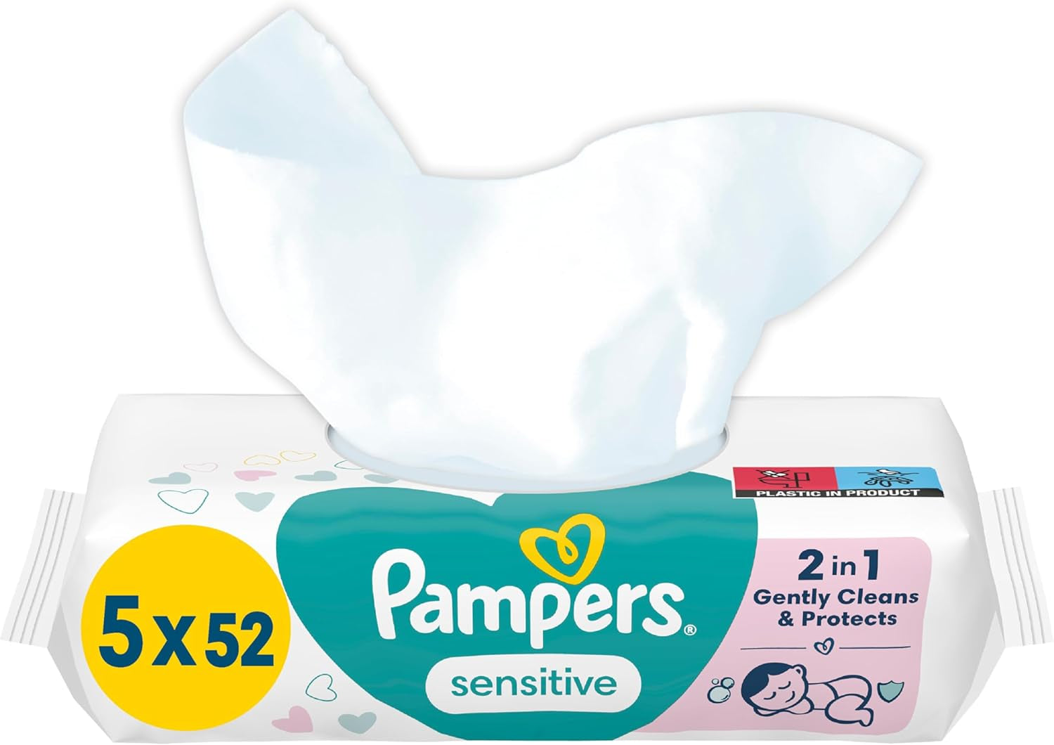Pampers Sensitive Baby Wipes, 15 Pack of 80 Wipes, 1200 Baby Wipes, 2-in-1 Gentle Cleansing and Skin Protection