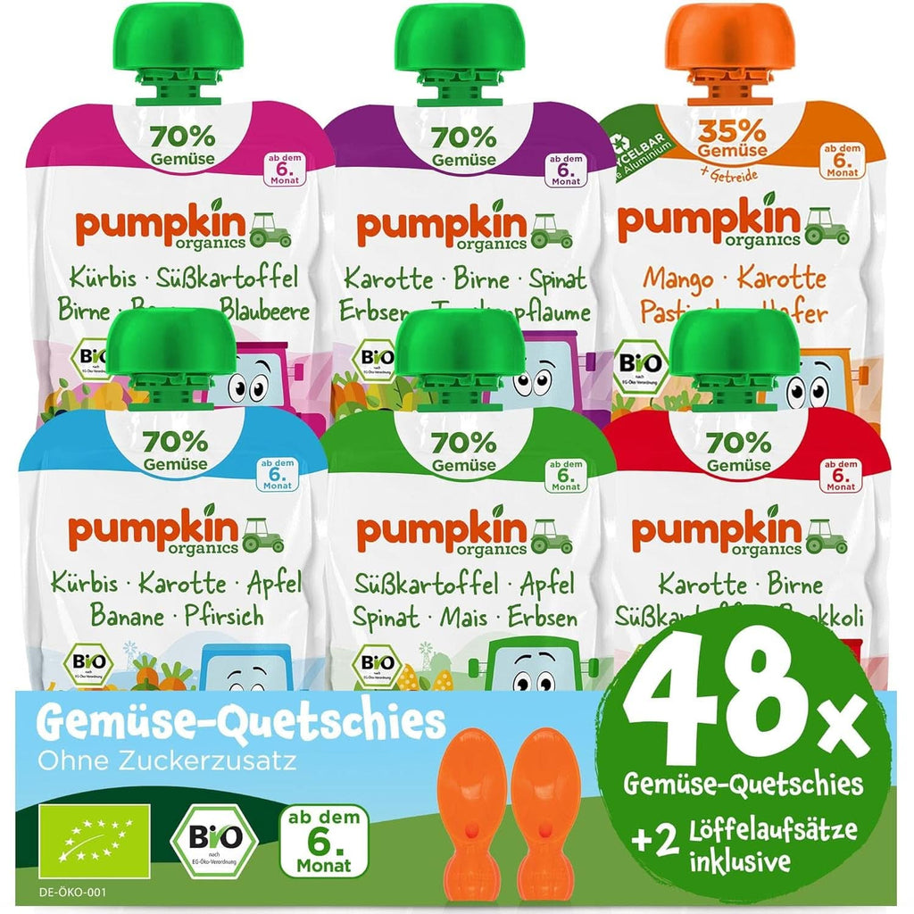 Pumpkin Organics 24Pack, piure de legume organice, fără zahăr adăugat, pentru bebeluși de la 6 luni, 24 x 100 grame Mama si Copilul Naty Shop 48 x 100 grame