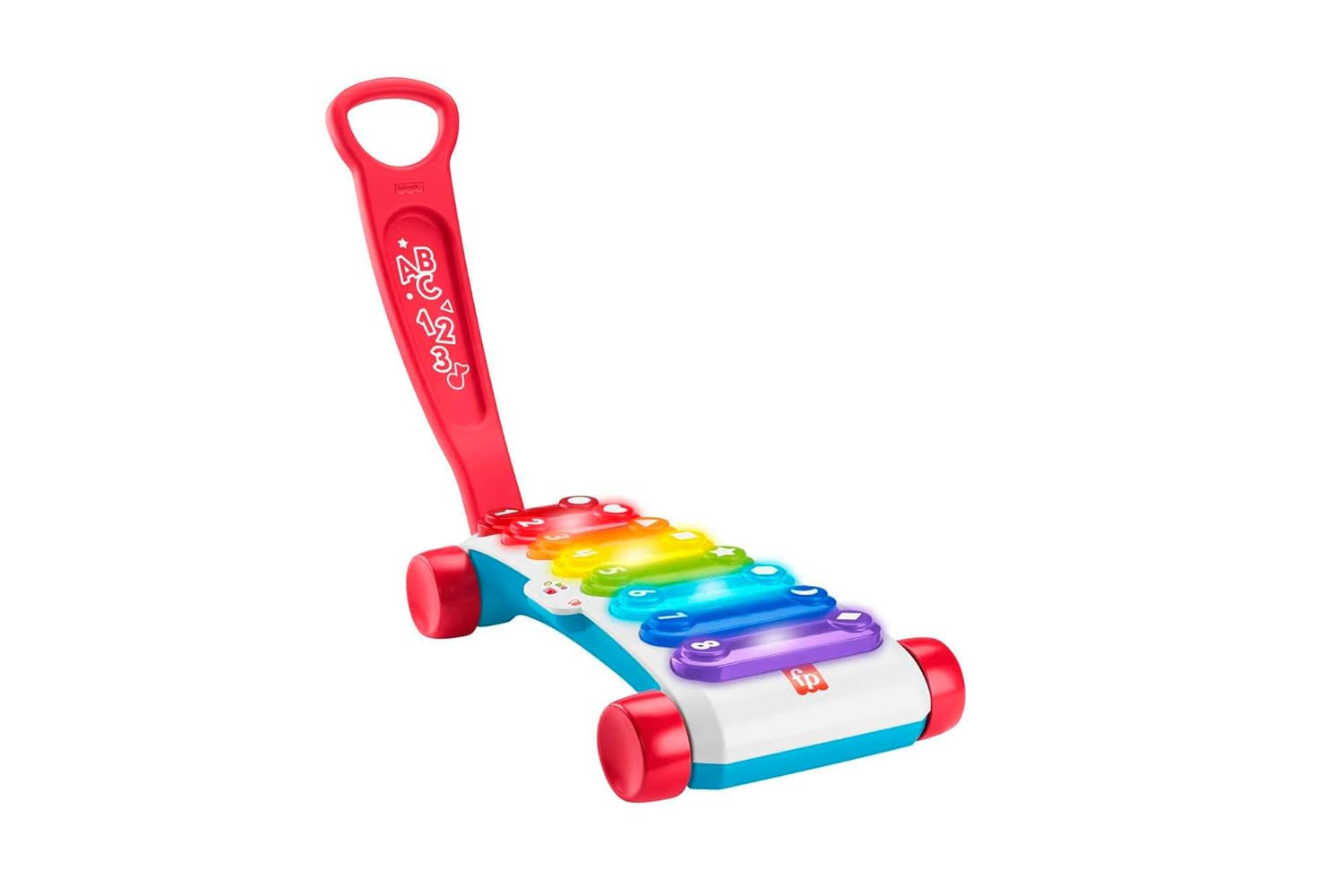 Fisher-Price Light-up gigant xilofon - instrument muzical electronic pentru a trage împreună cu melodii cu conținut de învățare, pentru copii, copii mici de la 9 luni, multicolor, versiune: franceză, HJK40 Jucarii Bebe Naty Shop Nu Italiano, Multilingue