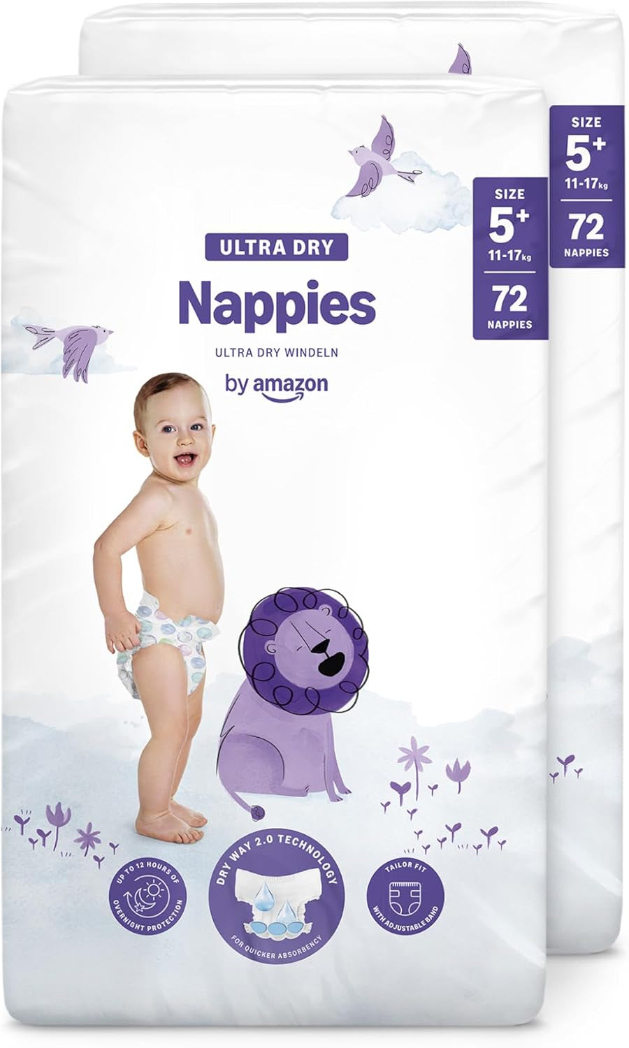 Amazon Ultra Dry Diapers, Size 1 (2-5 kg) - Monthly Box, White, 96 Count (2 Packs of 48) (Formerly Mama Bear Brand, Identical Product)