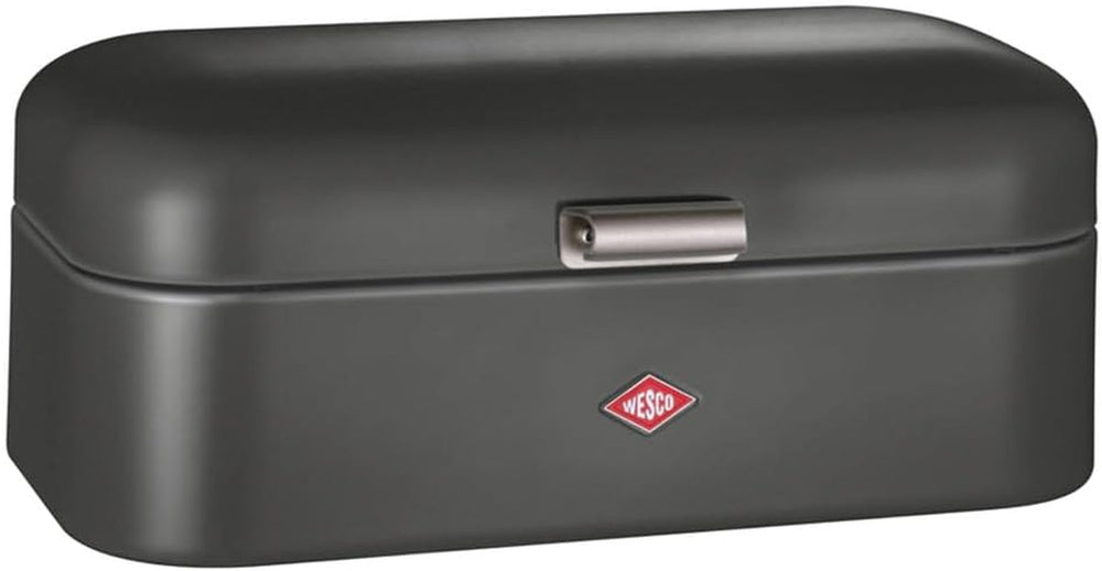 Coș de pâine Wesco Grandy în culoarea negru mat, tablă de oțel acoperită cu pulbere, găuri de ventilație și mâner robust Cutii depozitare alimente Naty Shop Grafit mat