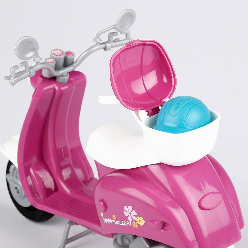 Isabella Gelenkpuppe mit Roller, 30 cm, Motorrad-Spielzeug, including accessories, Sonnenbrille, Handy, Selfie-Halterung, Helm, Refreshment, Puppen für Mädchen, Geschenke ab 3 Jahren (47812)