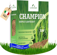 LERAVA CHAMPION Rasensamen (30 M²) - Trockenresistent & Trittfest - Schnellkeimender Grassamen Für Dichten Rasen - Strapazierfähige Nachsaat Herbst - Ideal Für Spiel- & Sportrasen