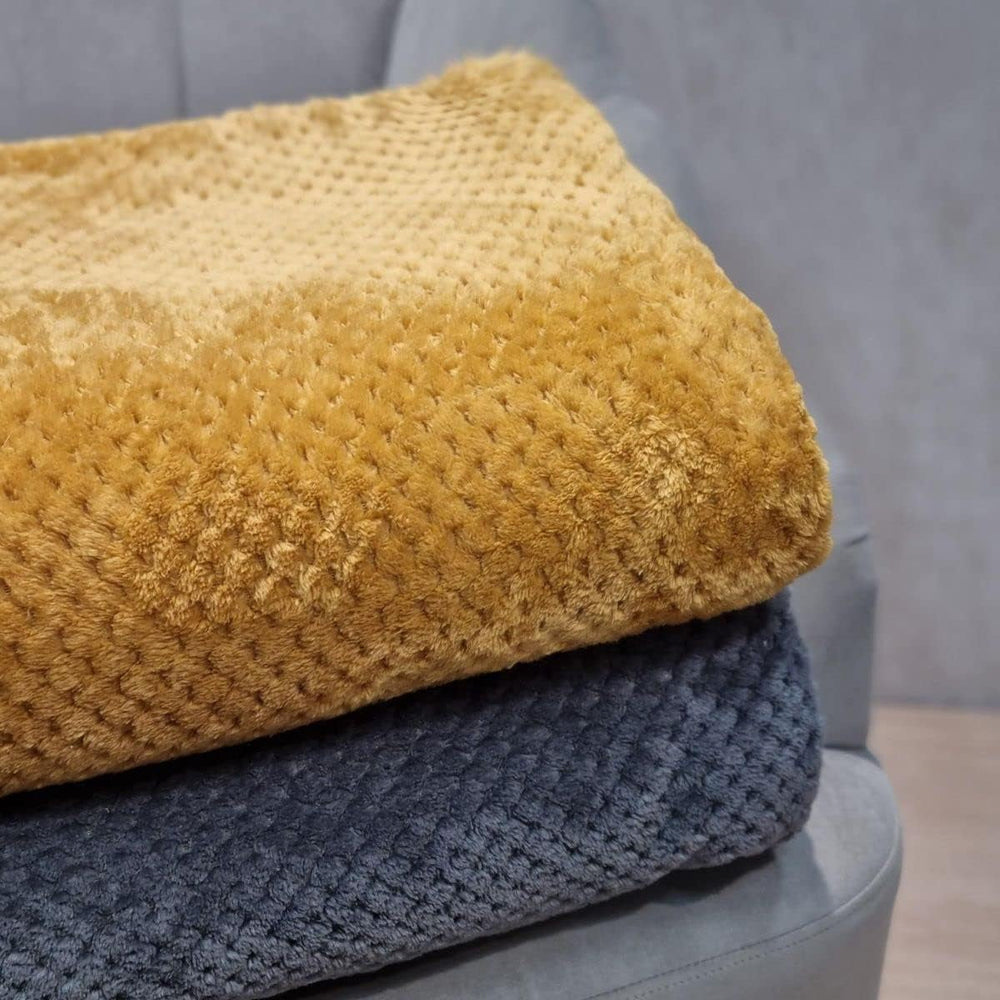 Bedspread HOMLA Noah 220 X 240 Cm - bedspread sofa comfortable throw blanket blanket - fluffy and soft - gray polyester Beds and Blankets Besuche den HOMLA-Store