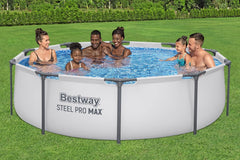 Set piscină Bestway Steel Pro Max™ Frame, rotundă, cu pompă de filtrare, 305 x 76 cm