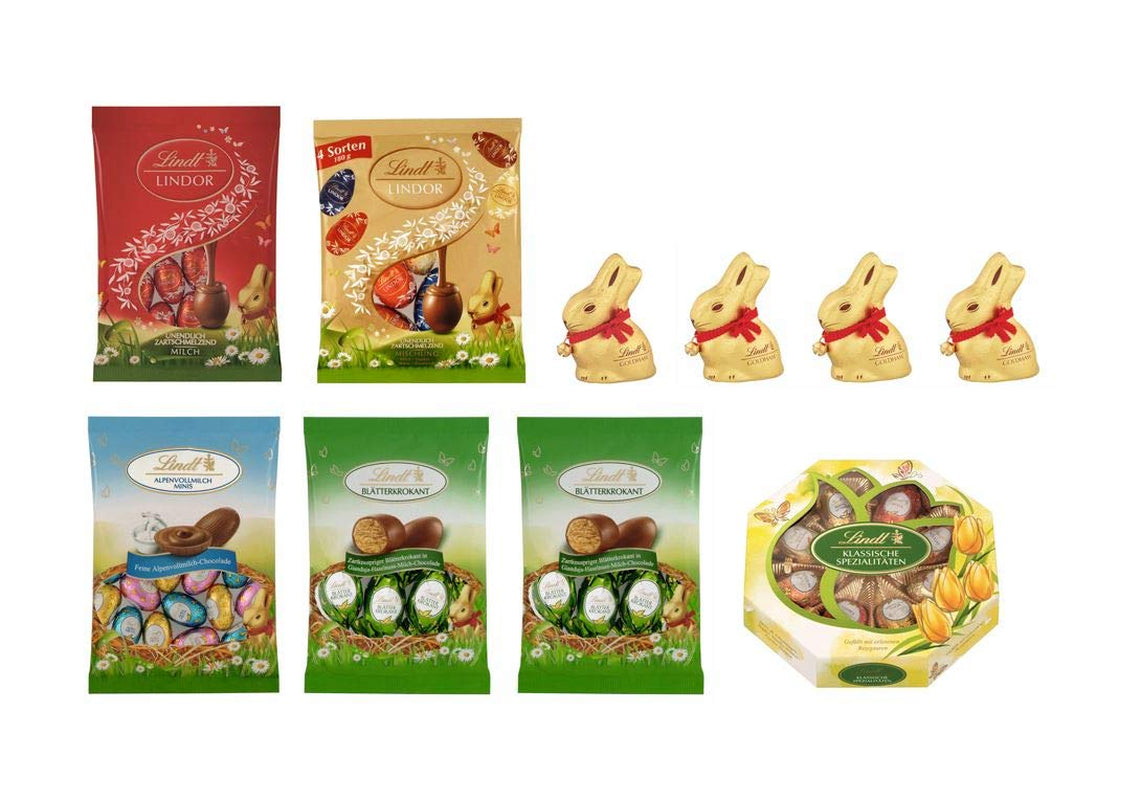 Chocolate Easter Set | 894g | Contents: Golden Bunnies and Chocolate Golden Bunnies | 100g Golden Bunnies | Premium white chocolate with strawberry pieces in the shape of a bunny for Easter