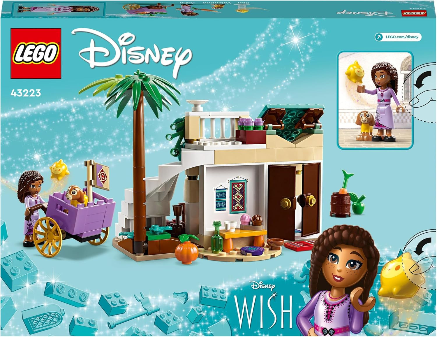 LEGO 43223 Disney Wish Asha in Rosas City, Wish Movie Set with Market, Asha Mini Doll, Valentino as Toy Goat and Star Figures, Gift for Children 6 Years Old, Girls and Boys Building Sets Besuche den LEGO-Store
