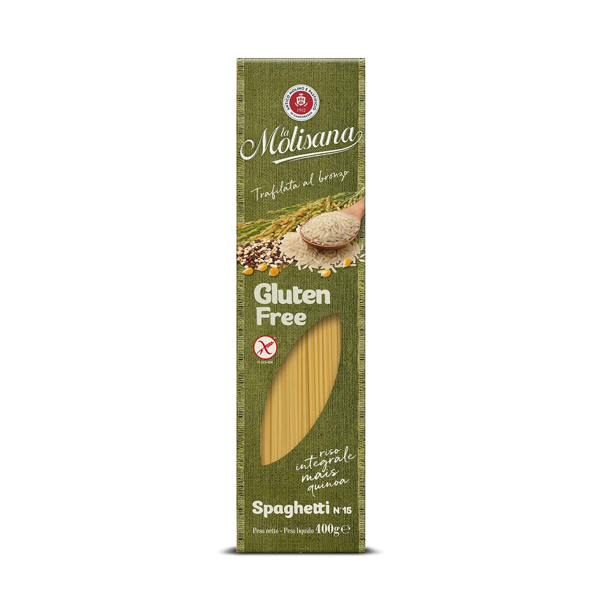 Spaghetti no. 15 gluten-free, gluten-free pasta - Bronze-fired pasta with whole rice, corn and quinoa - 400 g package