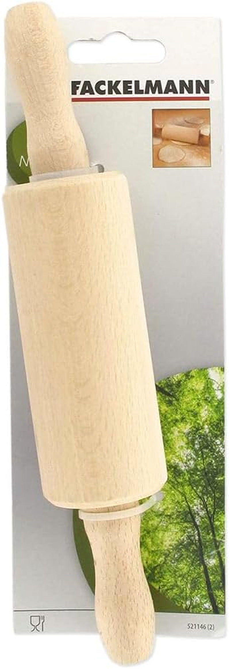 Fackelmann 521146 Nudelholz klein Holz Nudelholz Holz 23.5 x 4.5 cm brown