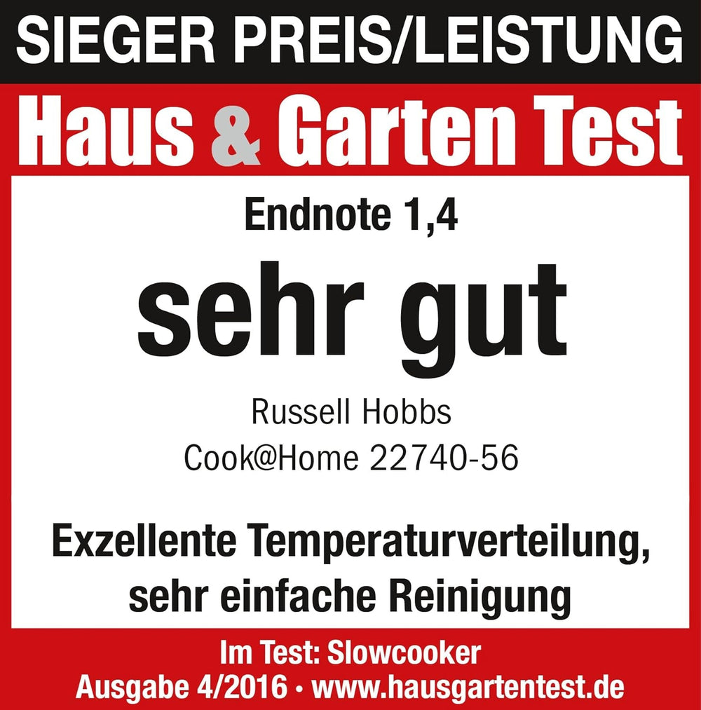 Russell Hobbs Slow Cooker, 3.5 Liter Non-Stick, Stainless Steel, 3 Temperature Settings and Keep Warm Function, 160W Slow Cooker Naty Shop