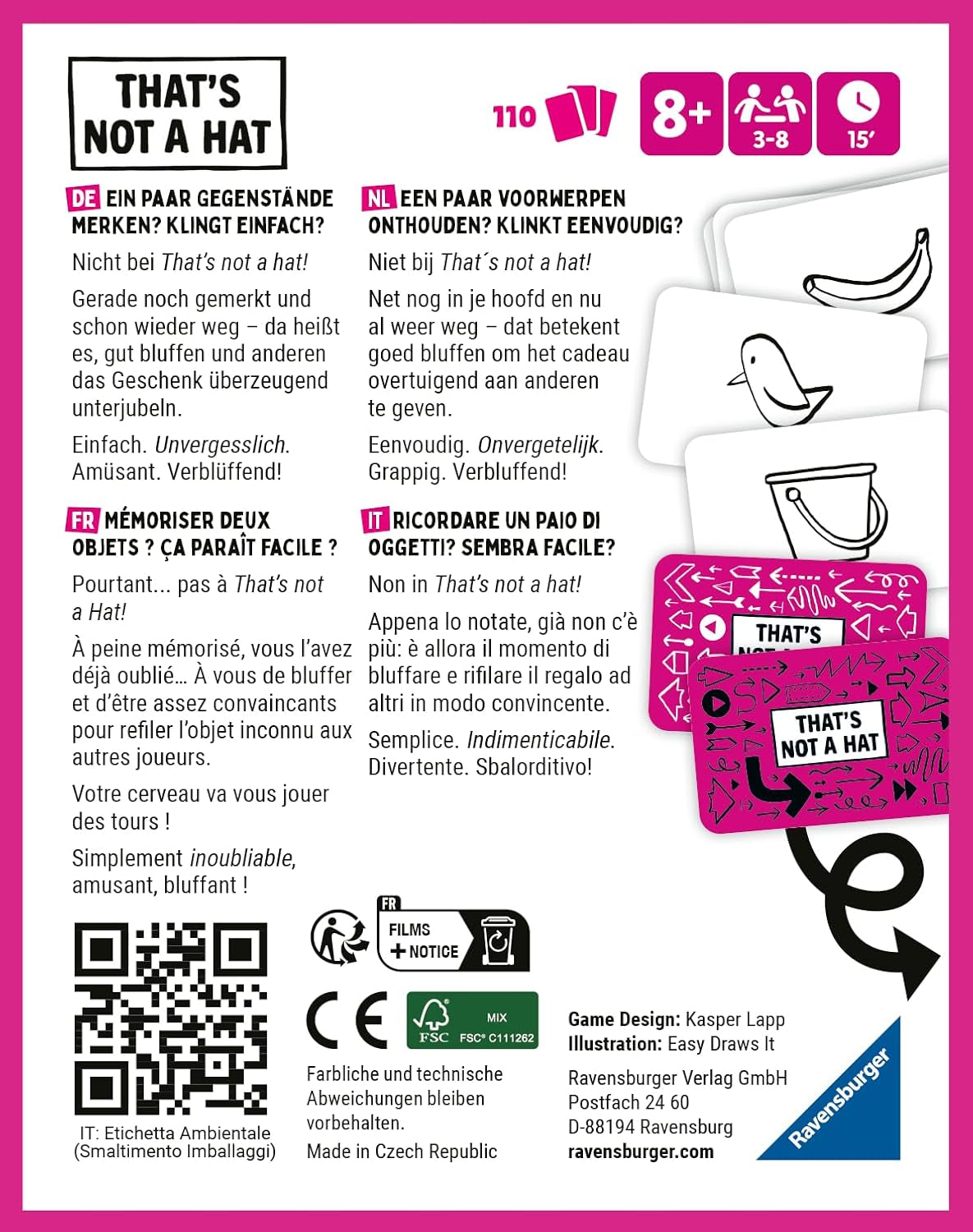 Ravensburger - 20954 That's Not a Hat - Party Game, Card Game for 3-8 Players, Fun Entertainment for Ages 8 and Up - Birthday Gifts