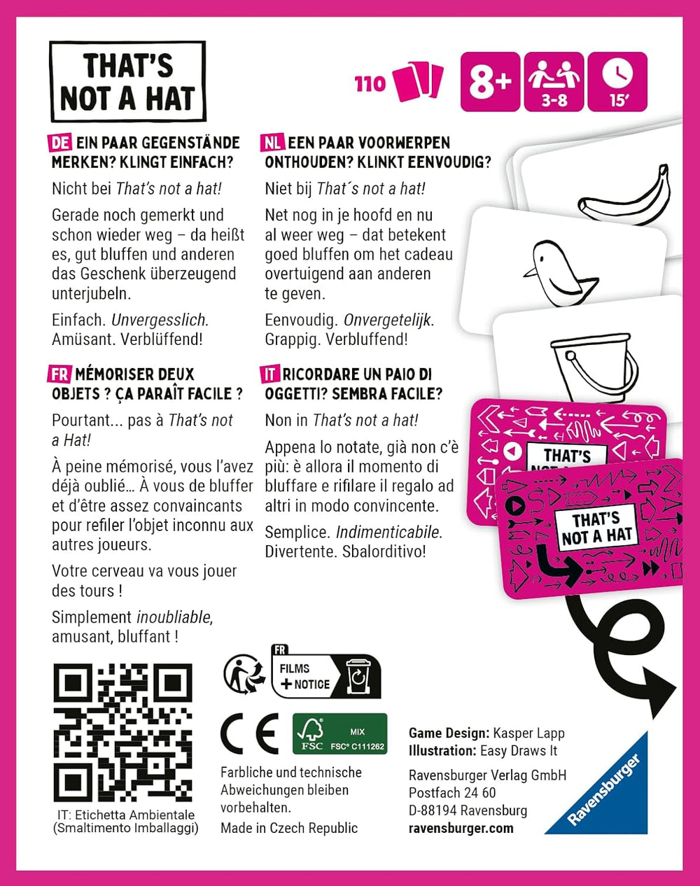 Ravensburger - 20954 That's Not a Hat - Party Game, Card Game for 3-8 Players, Fun Entertainment for Ages 8 and Up - Birthday Gifts