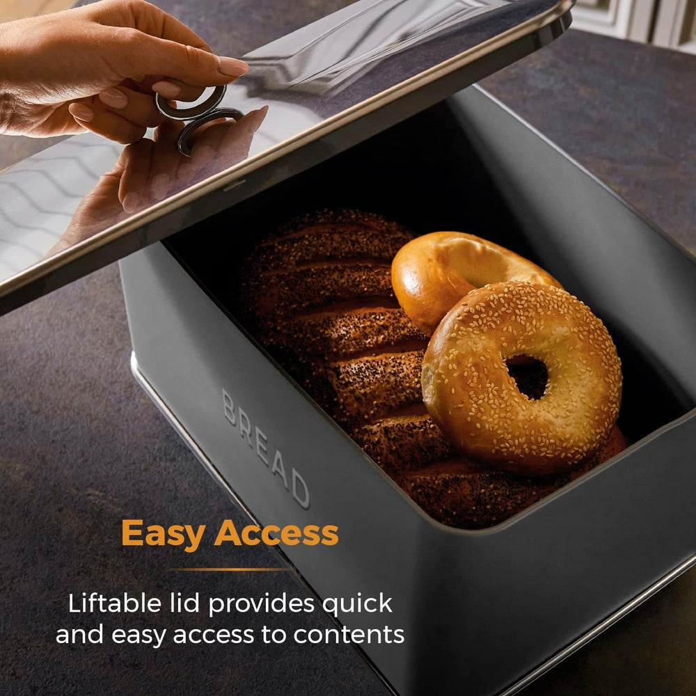 Tower T826175GRY Coș pentru pâine Renaissance, capacitate 16 l, capac simplu, gri Cutii depozitare alimente Naty Shop