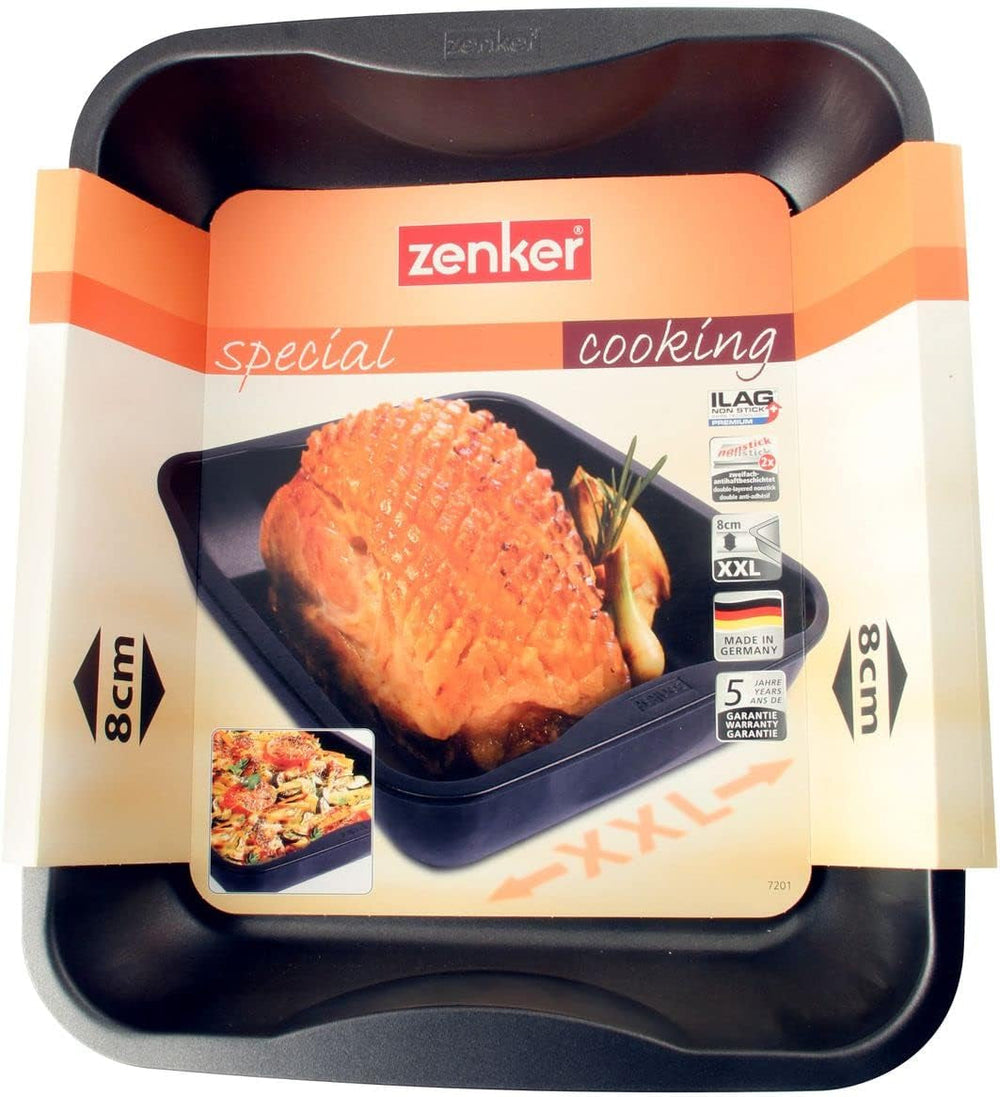 Zenker Xxl-Brat- Und Auslaufform (40 X 8 X 34 Cm) SPECIAL COOKING, Rechteckige Ofenform Mit Antihaftbebeschichtung, Backblech Für Krosse Braten & Saftige Aufläufe (Farbe: Schwarz), Menge: 1 Stück Molds and trays for baking Naty Shop