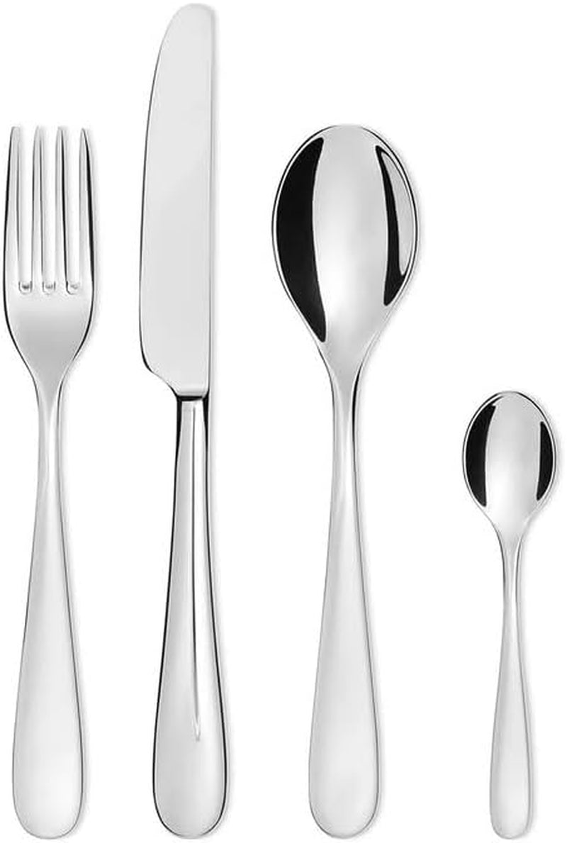 Alessi 5180S24M Nuovo Milano Monobloc Cutlery Set 24 Pieces Polished Stainless Steel 18/10 Kitchen Naty Shop