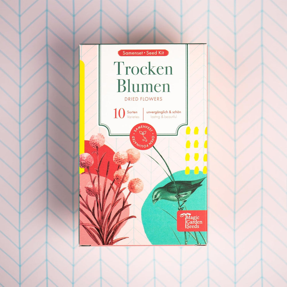 Dried Flowers - 10 Varieties of Free Pollinated Flowers - Everlasting and Beautiful - Seed Set for Beginners, as a Small Gift or for Personal Use