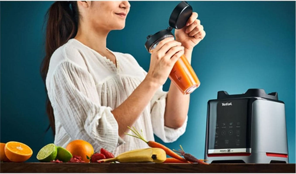 Tefal Infinymix Hochgeschwindigkeits-Standmixer, 5 Auto-Programme + Manuelle Einstellung, 2,6-L-Tritan-Behälter, Inkl. 600Ml Reisebecher/Stampfer/Rezeptheft, Silber, BL91HD31 Mama si Copilul Naty Shop