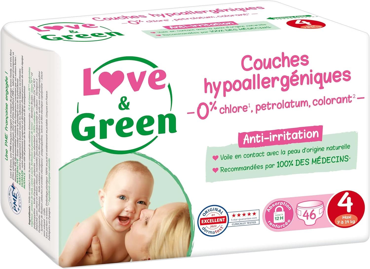 Love & Green, chlorine-free diapers, package for 1 month, size 4 Mother and Child Naty Shop