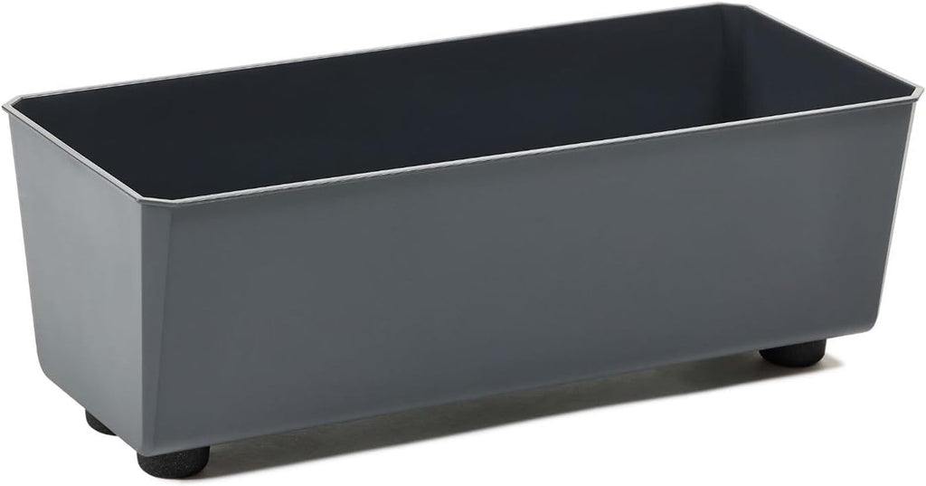 Jardinieră dreptunghiulară LAMELA cu picioare elegante – Ghiveci gri cu aspect de beton, fabricat din plastic robust, 37x17 cm, 6L – Rezistent la intemperii și ușor de curățat – Pentru interior și exterior