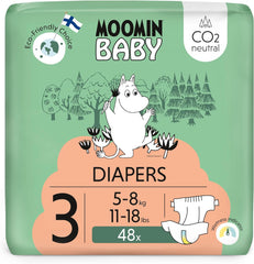 Moomin Baby Eco Diapers, Size 3, 5-8kg, 48 Pieces, Premium Soft Diapers | Soft and skin-friendly, breathable, absorbent, no unnecessary chemicals |