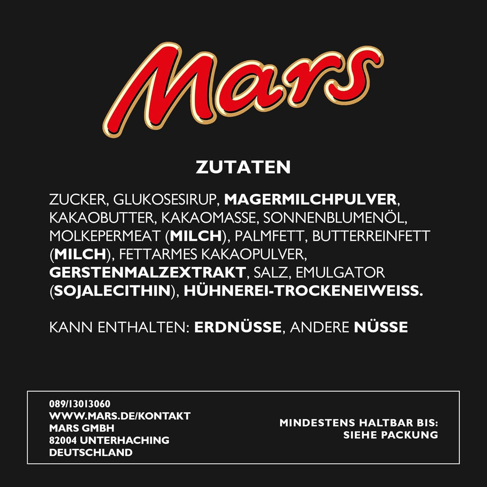 Mars chocolate bars, with caramel, nougat and milk chocolate, 32 packs x 51g