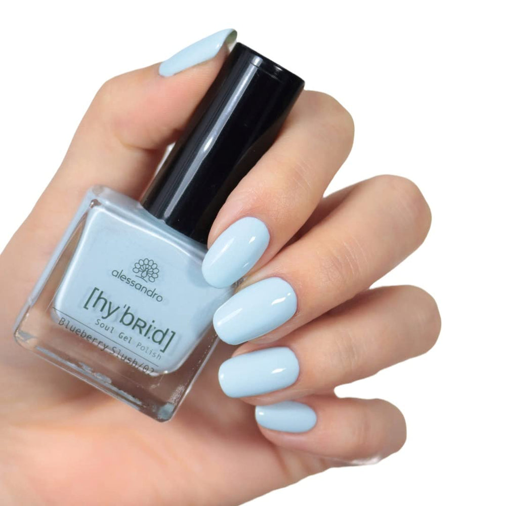 HYBRID nail polish alessandro Blueberry Slush - pastel blue - Perfect nails in just 3 steps, without LED - lasts up to 10 days! 8 ml