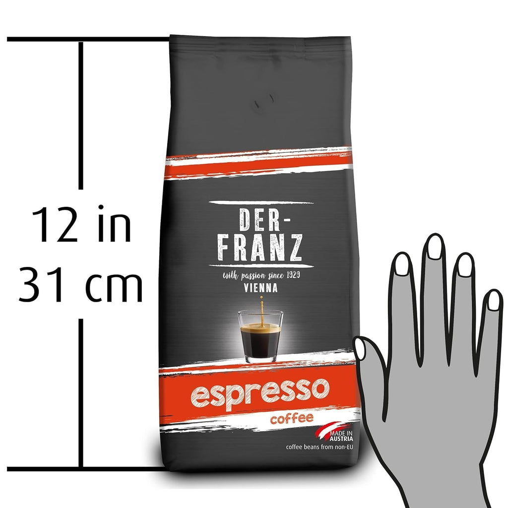 Der-Franz Espresso Coffee, Intensitate 5/5, Arabica și Robusta, boabe întregi, 4 X 1000 G Cafea Naty Shop