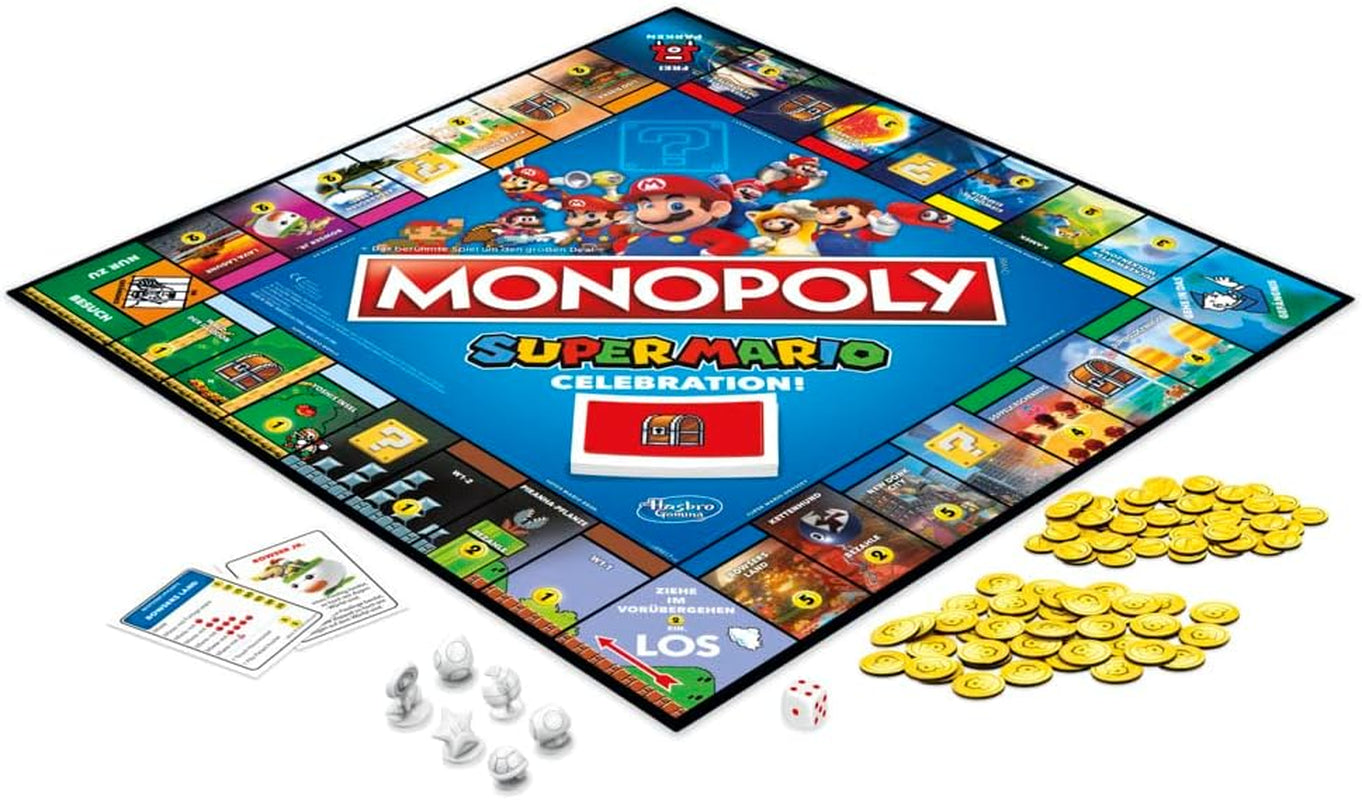 E9517100 Super Mario Celebration Board Game for Super Mario fans ages 8 and up with video game sound effects, Multi, Standard
