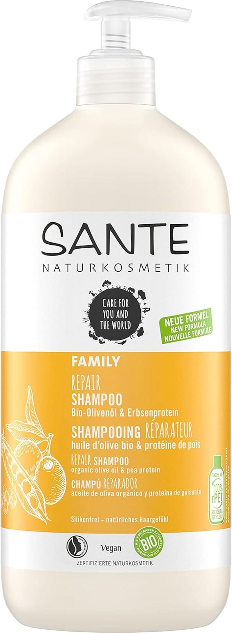 SANTE Naturkosmetik, șampon vegan de îngrijire pentru păr neted și strălucitor, 950 ml Duș și baie Naty Shop Old