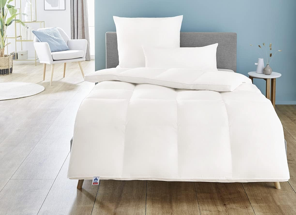 Irisette Nora plapumă de puf Plapumă ușoară de vară cu capac din bumbac 100%, umplutură din puf 100% clasa I, 135 X 200 cm, certificat Oeko-Tex, produs în conformitate cu standardul de calitate german Plapumi si pilote Naty Shop Cald 155 X 200 Cm