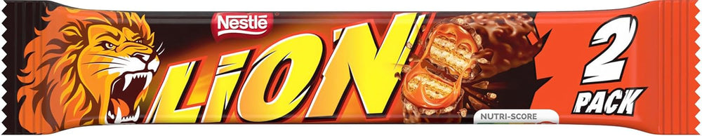 Nestlé LION Chocolate Bar with Caramel, Crunchy Snack, Crunchy Chocolate and Crunchy Chips, Caramel Filling, A Special Eating Experience, Multi Pack, 28 Pack (2 x 30g each)