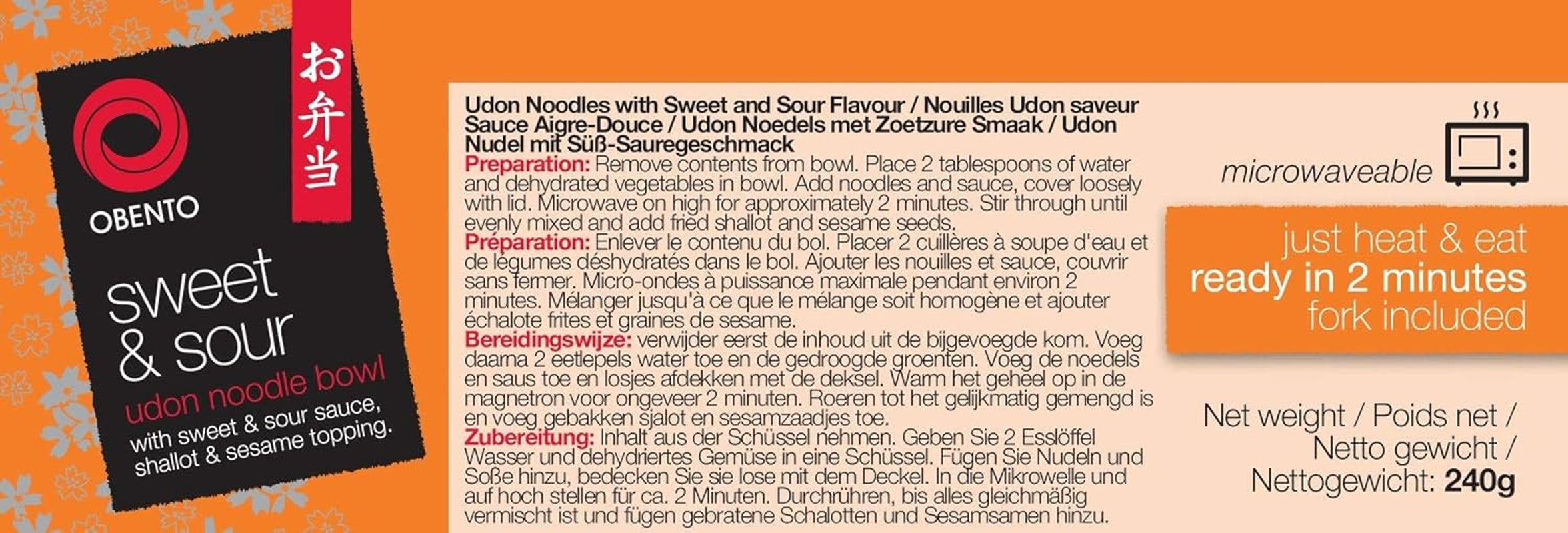 Sweet and Sour Udon Bowl, Microwave Ready Meal, 240g