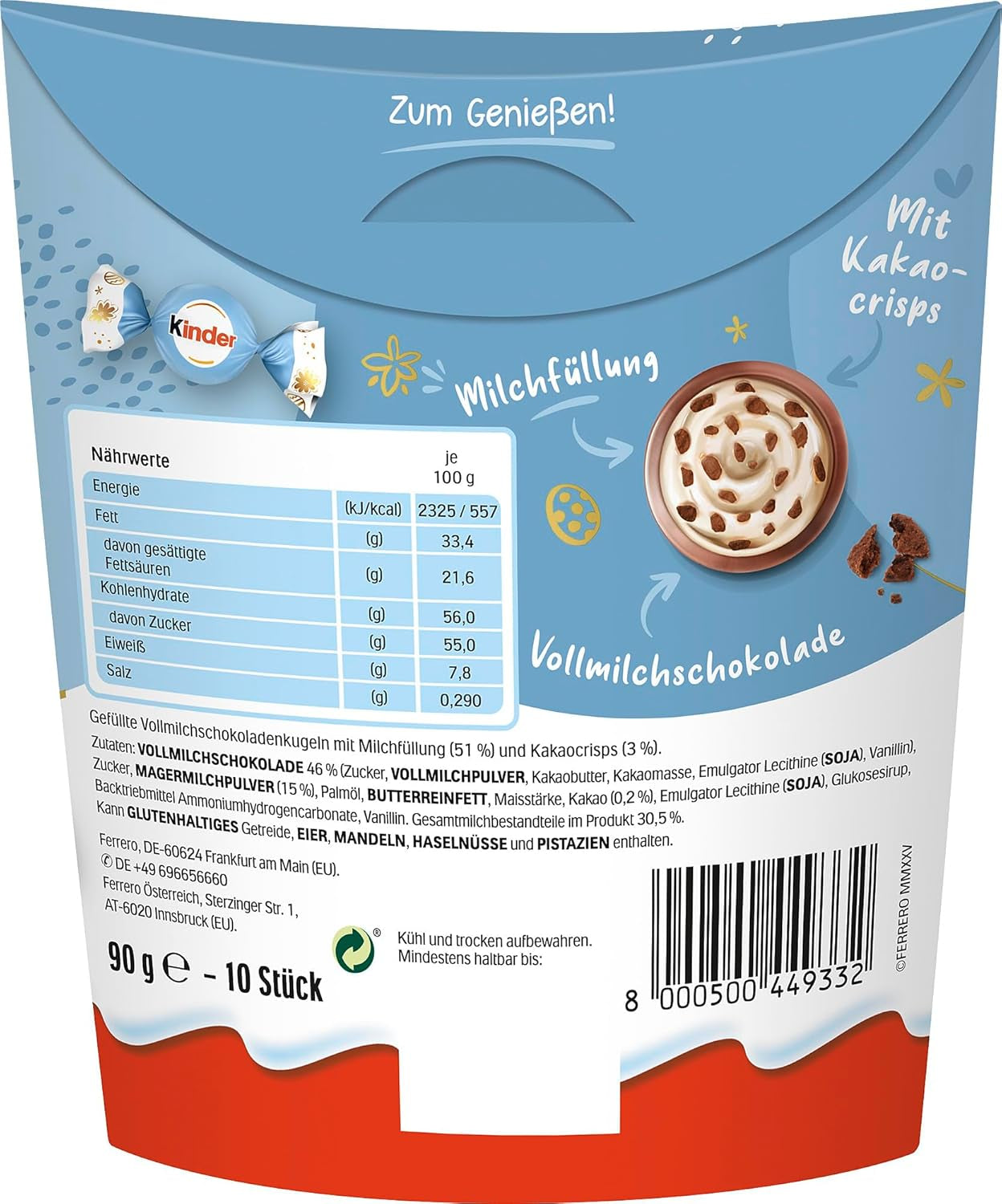 Kinder Balls Milk & Crispy Bits Sensations 90g – Milk chocolate balls with milk filling and cocoa chips – Easter chocolate, Easter sweets – Easter gift and souvenir