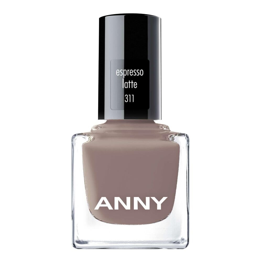 ANNY Nail Polish - High quality, long-lasting, chip-resistant and quick-drying colored nail polish, color: sister red - elegant mocha brown - 15 ml