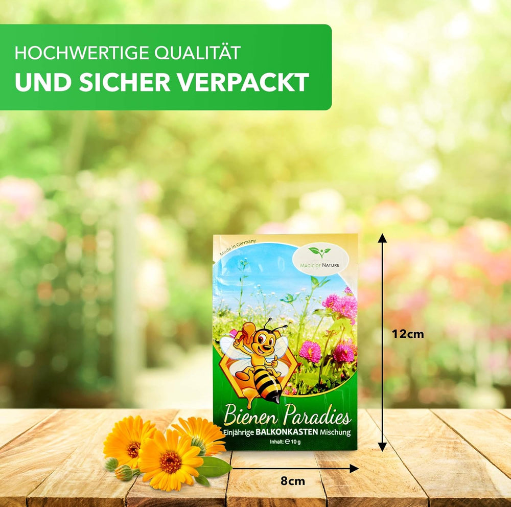 Magic of Nature Balcony Box Mix - 10g Seeds - Bee Friendly Plants - Easy to Use - Bee Paradise - 5 Native Cultivated Species - Suitable for Flower Boxes and Planters