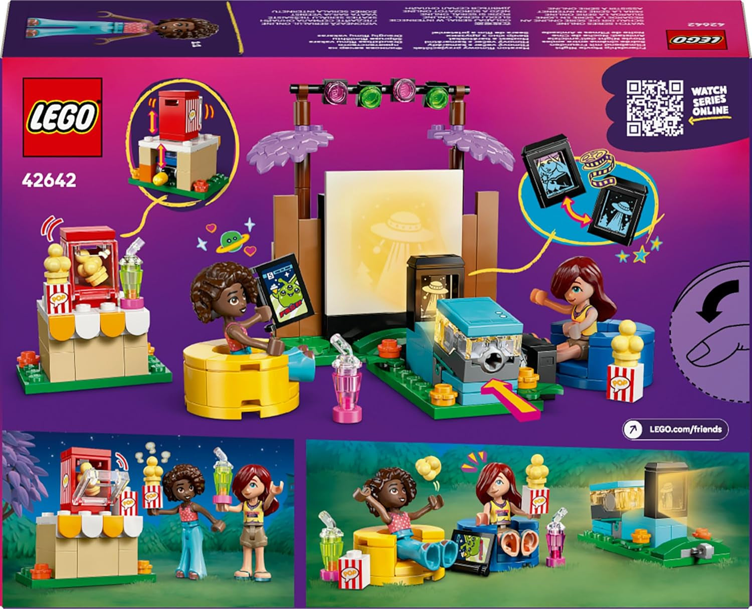 LEGO Friends Friendship Movie Night Toy for 6+ Year Old Girls - incl. 2 Mini Dolls, a Screen and a Light Brick Projector - Creative Building Set - 42642