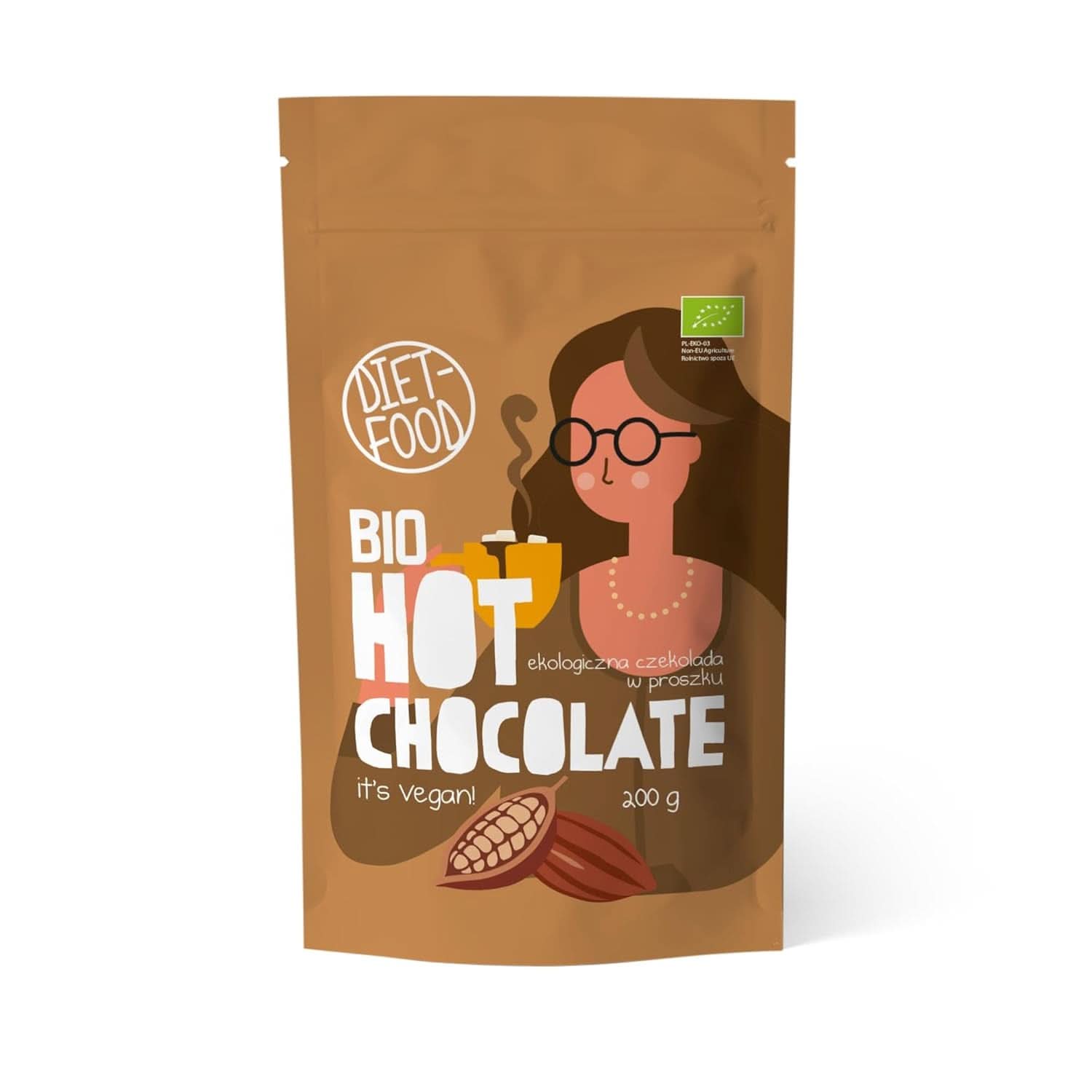 Hot chocolate for the Keto diet - rich in fat - moderate in protein and low in carbohydrates - sweetened with erythritol, 200 grams Cacao and Hot Chocolate Naty Shop Bio Hot Chocolate