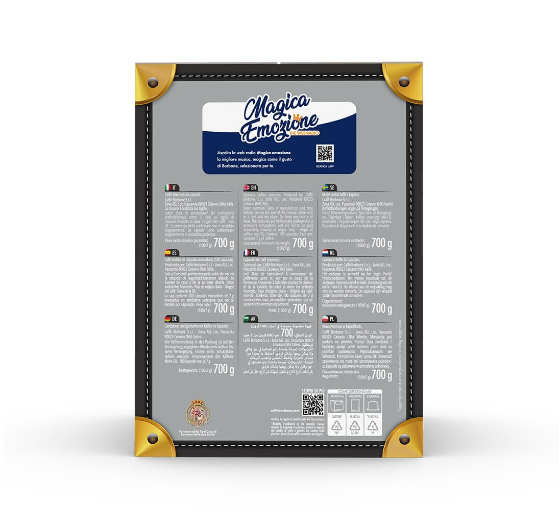 Caffè Borbone Blaue Kaffeemischung - 100 Kapseln - Kompatibel mit Kaffeemaschinen der Marke Lavazza®* Espresso Point®*